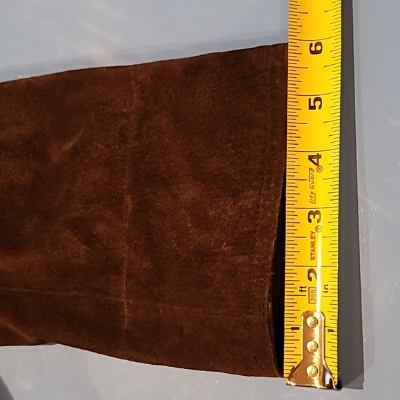 Liz Claiborne jacket suede brown M snap closure lined drawstring waist bohemian - Picture 12 of 15